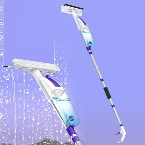Spray Window Squeegee with 60" Extension Pole, Window Cleaning Squeegee Kit- by Hisucbetter