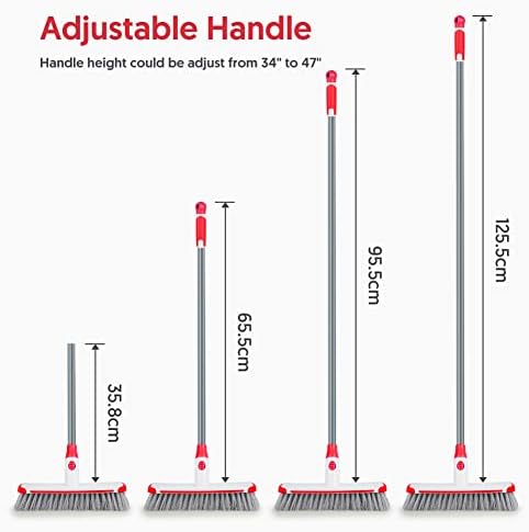 Floor Scrub Brush with Long Handle, Scrubbing Brush Squeegee Broom - Image 3