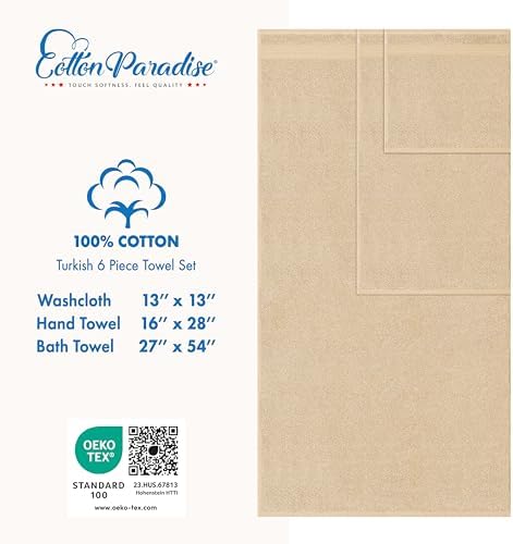 Cotton Paradise 100% Cotton Turkish Towel Set, Soft Absorbent Quick Dry - Image 4