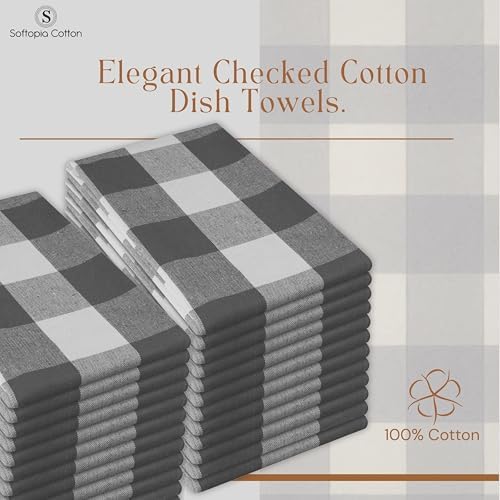 Grey Buffalo Check Plaid Kitchen Towels, 4 Pack, 100% Cotton, 16x26 Inches - Image 7