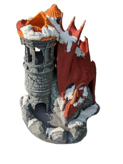 Dragon 3D Printed Dice Tower - Mythic Roll Collection - Unchained Games - Ascend to New Heights with your Rolls! (18.) Silk-Blood Red)