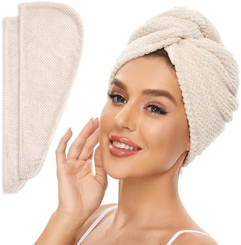 SimpleField 2 Pack Microfiber Hair Towel Wrap by SimpleField