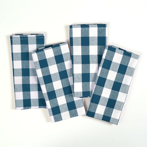 Gingham Checked Kitchen Dish Towels 12 Pack, 100% Cotton, Quick Dry Wash Rags - Image 7