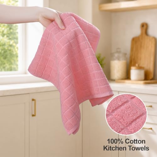 Kitinjoy Premium Cotton Check Kitchen Towels 6 Pack - Image 3