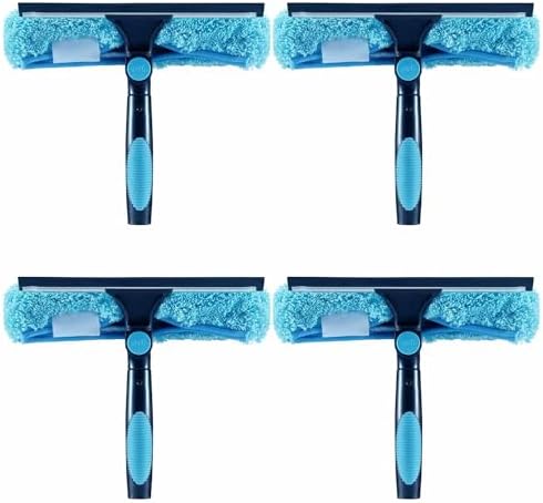 4pcs 11" Window Squeegee & Microfiber Scrubber 2-in-1 Cleaning Tool by HICAVAR