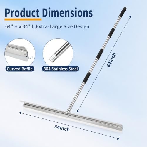 Floor Squeegee for Concrete, Heavy-Duty 33.4" Silicone Blade - Image 2