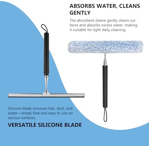 Squeegee for Shower Glass with Long Handle – Extends 13" to 48", Includes 2 - Image 7