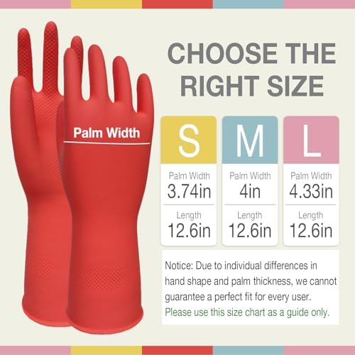 Kitchen Dish Washing Gloves 5 Pairs Rubber Cleaning Reusable Gloves Large - Image 6
