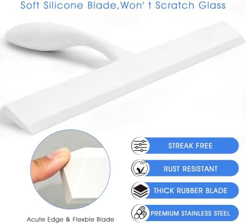 Shower Squeegee for Glass Doors, 11-Inch Silicone Squeegee - Image 3