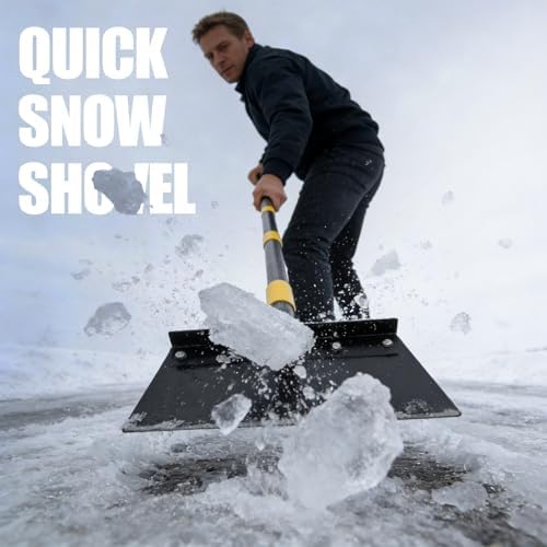 Flat Shovel for Landscaping, Heavy Duty Floor Scraper Long Handle 63", Ice - Image 2