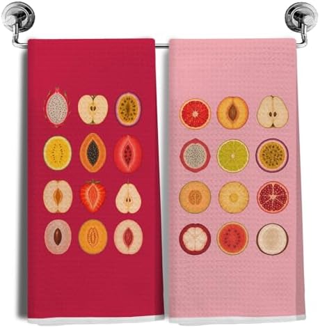 Feminist Fruit Kitchen Towels 16x24 Inch Set of 2, Women Empowerment Gifts by NEGIGA