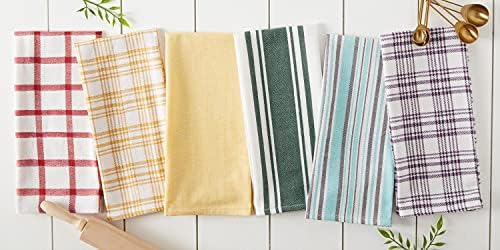 DII Assorted Woven, Kitchen Dishtowel Set, Honey Gold, 5 Piece - Image 6