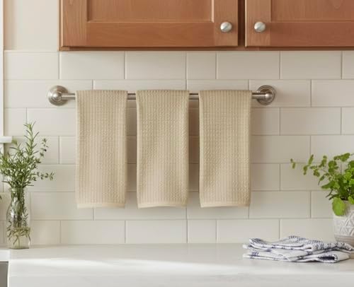 Serafina Home Tan Beige Kitchen Dish Hand Towels 100% Cotton Waffle Cloth Soft - Image 3