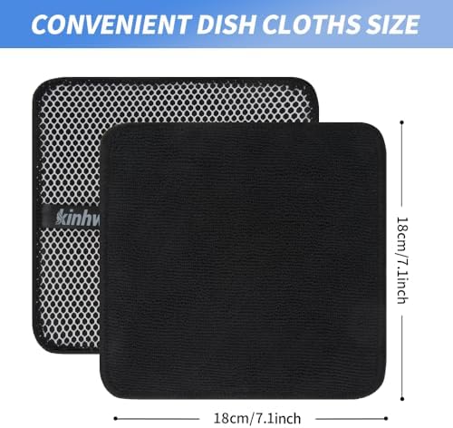 KinHwa Dish Cloths with Scrub Side, Microfiber Dish Rags Kitchen Washcloths - Image 5
