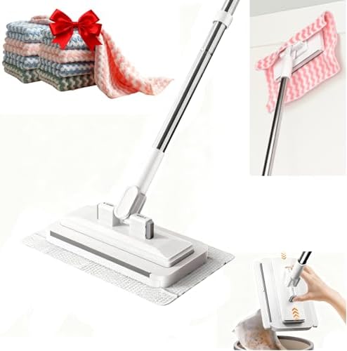Quick-Clamp Mini Mop Touchless Automatic Gripping Duster, 10 Reusable Cloth by KZKR