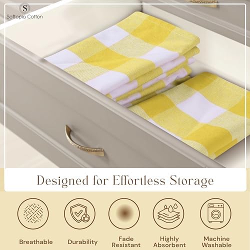 Buffalo Check Kitchen Towels, 16x26 Inches, 12 Pack Plaid Tea Towels, Reusable - Image 2