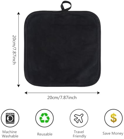 Microfiber Facial Cloths Fast Drying Washcloth 8inch x 8inch Black 6 pack - Image 2