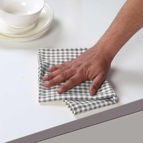 4 Pack Gingham Check Kitchen Dish Towels 16x26 Inches, Absorbent & Durable - Image 4