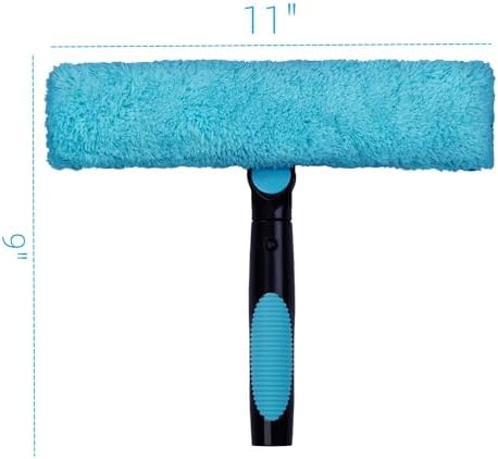 9pcs 11" Window Squeegee & Microfiber Scrubber 2-in-1 Cleaning Tool - Image 3