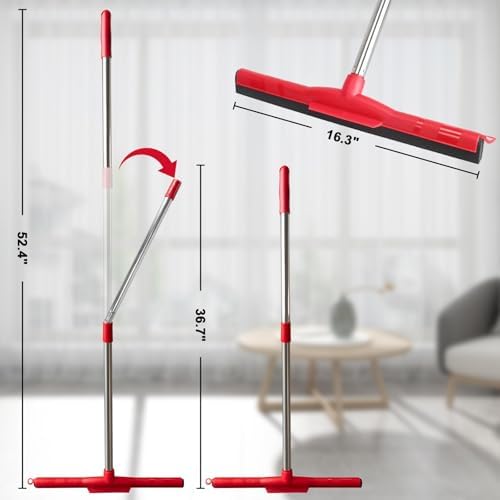 Floor Squeegee Scrubber with 51" Adjustable Pole & EVA Foam Blade – - Image 4