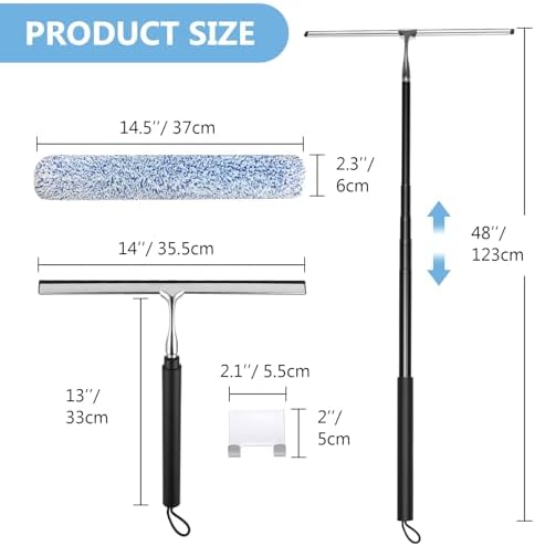 Squeegee for Shower Glass with Long Handle – Extends 13" to 48", Includes 2 - Image 2
