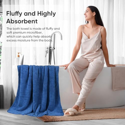 HOMEXCEL Bath Towels 2PK, Microfiber Ultra Soft Bathroom Towel, 27x54 in - Image 4