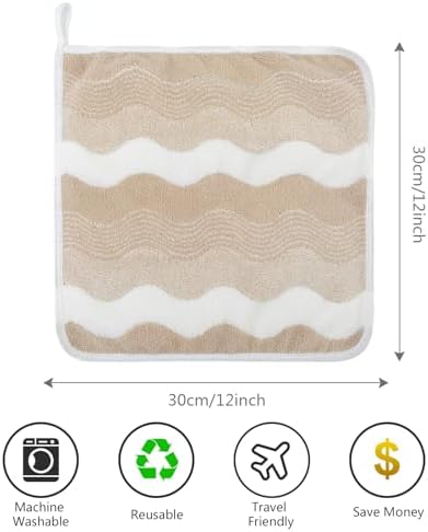SINLAND Microfiber Facial Cloths Fast Drying Washcloth 12x12inch Wave Pattern 6 - Image 2
