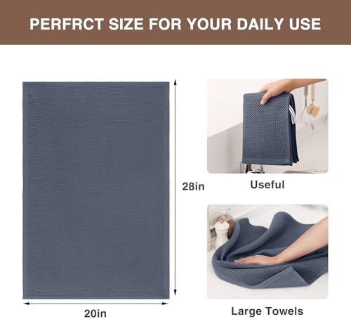 Homaxy 100% Cotton Oversized Waffle Weave Kitchen Towels, Dark Grey - Image 3