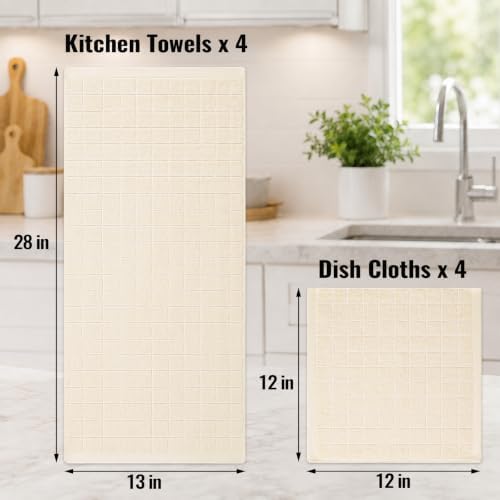 Kitinjoy 100% Cotton Kitchen Towels and Dishcloths Set - Image 4