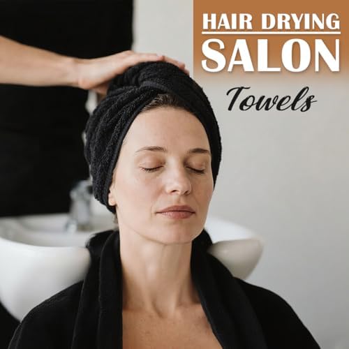 Orighty Salon Towels, 48 Pack Black Microfiber Hair Towel - Image 2