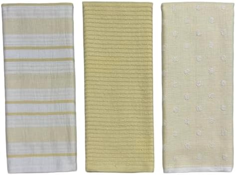 Yellow White Kitchen Hand Dish Towels: Oversized 28" x 16", 100% Cotton Cloth by SerafinaHome