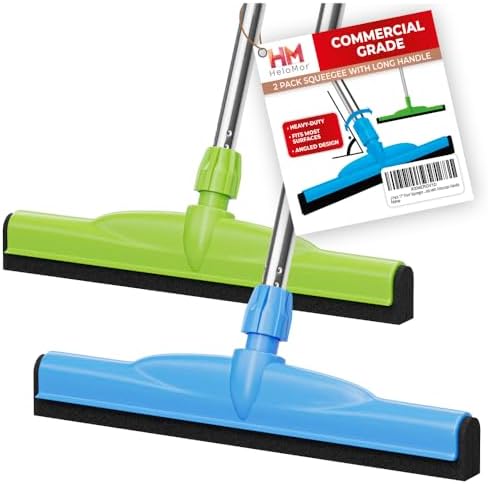 HeloMor 2 Pack 17” Floor Squeegee Broom Scrubbing Brush by HELOMOR