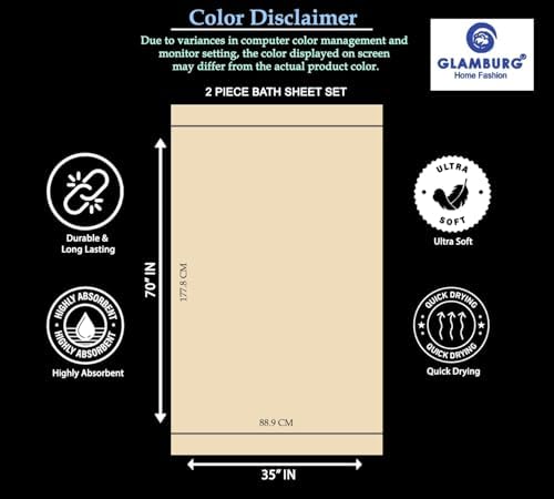 GLAMBURG 100% Cotton Oversized 2 Pack Bath Sheets 35x70, Ultra Soft Highly - Image 7