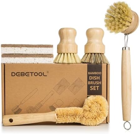 DEBETOOL 6-Piece Bamboo Dish Brush Set by DEBETOOL