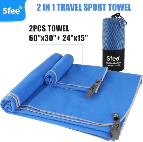 Sfee 2 Pack Microfiber Travel Towel, Quick Dry Beach CampingTowel Super - Image 6