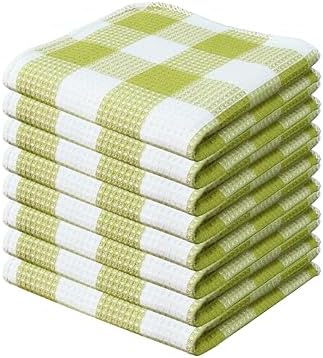 Waffle Weave Plaid Dish Cloth, Dish Cloth 12x12"Set/ 8 by PurpleEssences