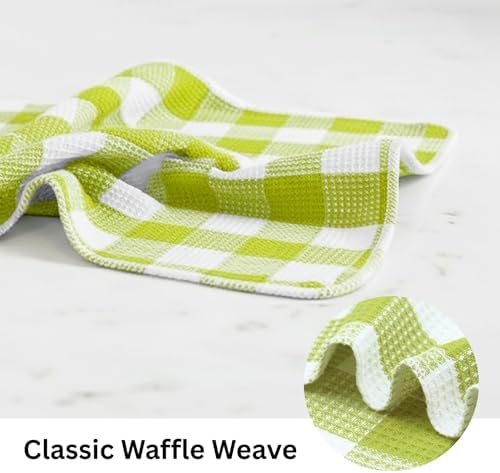 Waffle Weave Plaid Dish Cloth, Dish Cloth 12x12"Set/ 8 - Image 3