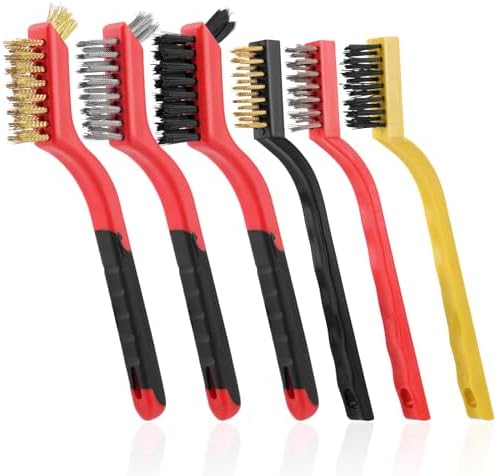 Wire Brush for Cleaning, Small Brass Steel Nylon Brush, Metal Rust Remover by MOWPOG