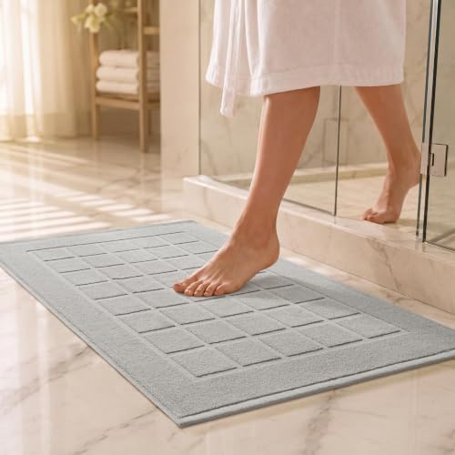 100% Cotton Bath Mat Towel, Soft & Absorbent Floor Towels 20"x32"Grey by Unknown