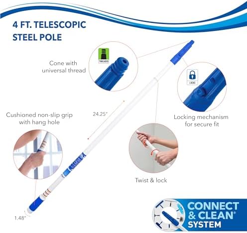 Unger Steel Telescopic Pole, Extend from 2’ to 4’, High Access Extendable - Image 4