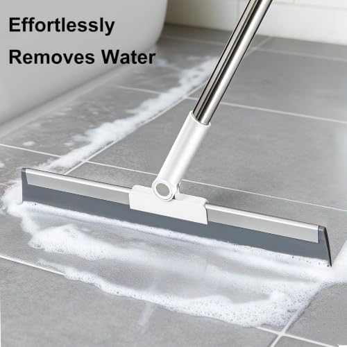 Floor Squeegee with 51"-58" Telescoping Handle & 180° Rotating Head, Water - Image 2