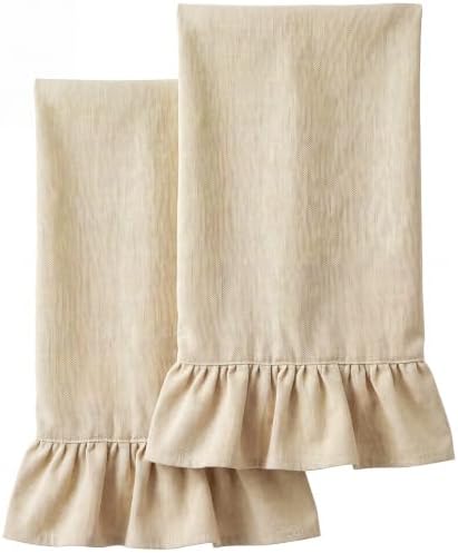 HunnmingRe Beige Kitchen Towels Set of 2, Retro Ruffled Dish Towels by HunnmingRe