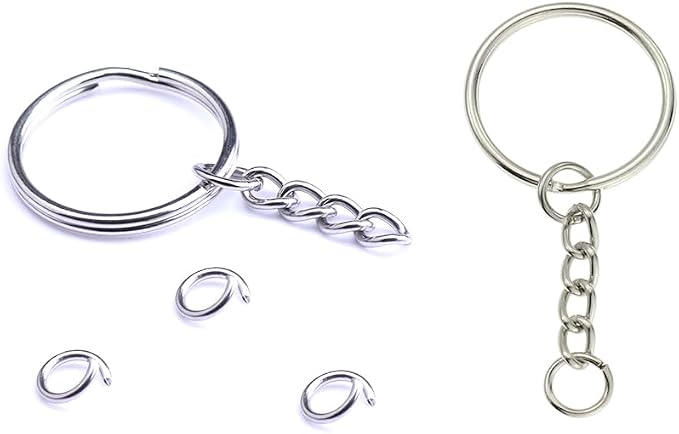 100Sets 1 inch Keychain Rings Silver Split Round Key Ring - Image 9