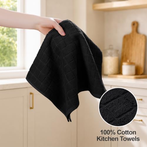 Kitinjoy Premium Cotton Check Kitchen Towels 4 Pack - Image 3