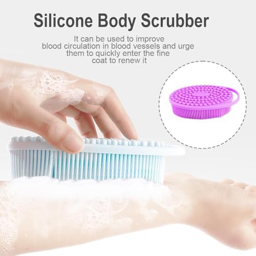 Soft Silicone Body Scrubber 3 PCS Silicone Body Shower, Silicone Loofah 2 in 1 - Image 3