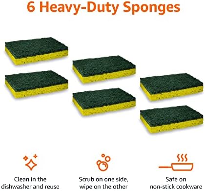 Amazon Basics Heavy Duty Scrub Sponges, Dual-Sided Design, Packaging May Vary - Image 2