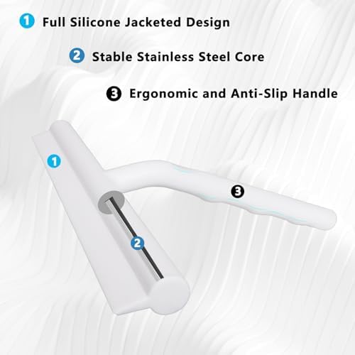 Shower Squeegee for Glass Doors, Full Silicone Jacketed Squeegee - Image 3