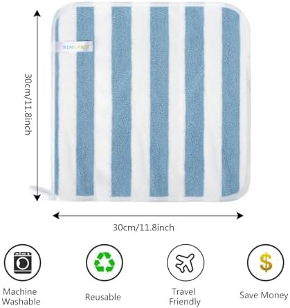 Microfiber Facial Cloths Fast Drying Washcloth 12x12inch Stripes 20 pack - Image 2