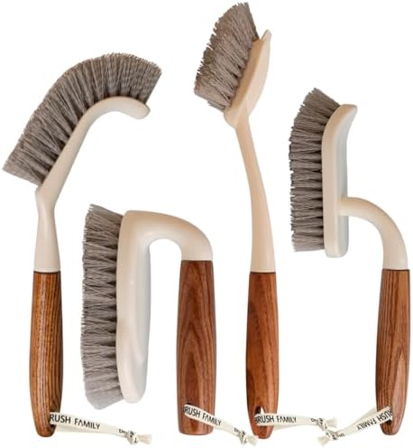 4-Pack Heavy Duty Scrub Brushes Set by BRUSHFAMILY