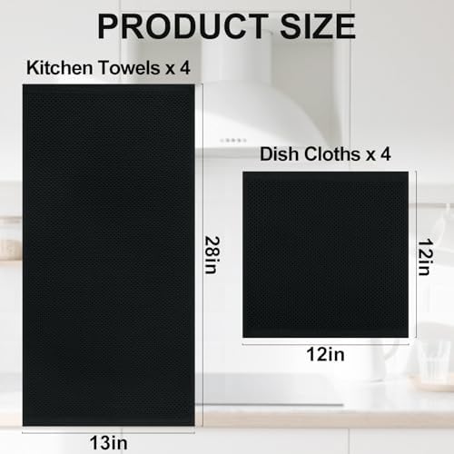 Homaxy 8 Pack 100% Cotton Kitchen Towels and Dishcloths Set - Image 4